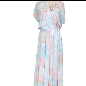 NEW cloth & stone peach white blue peasant dress Small / S NWT